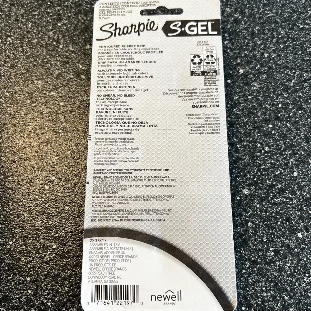 3 packs Sharpie S- Gel Pens, Medium Point 0.7mm
(4 count) Mixed Colors - Picture 8 of 8